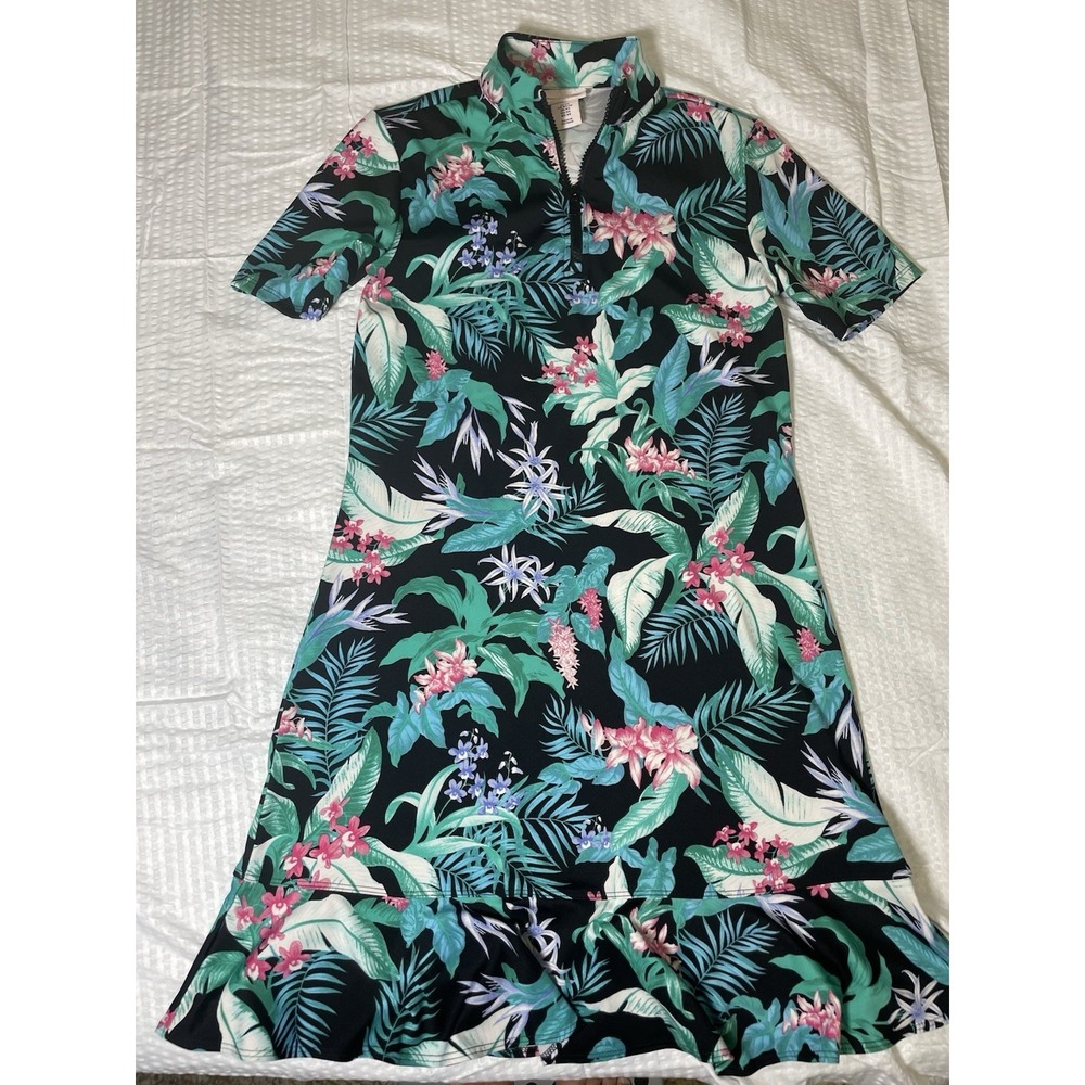 Women's Tommy Bahama Golf Tropical Print Dress, Green, Size XS